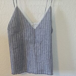 Elegant Gray Striped V-Neck Camisole